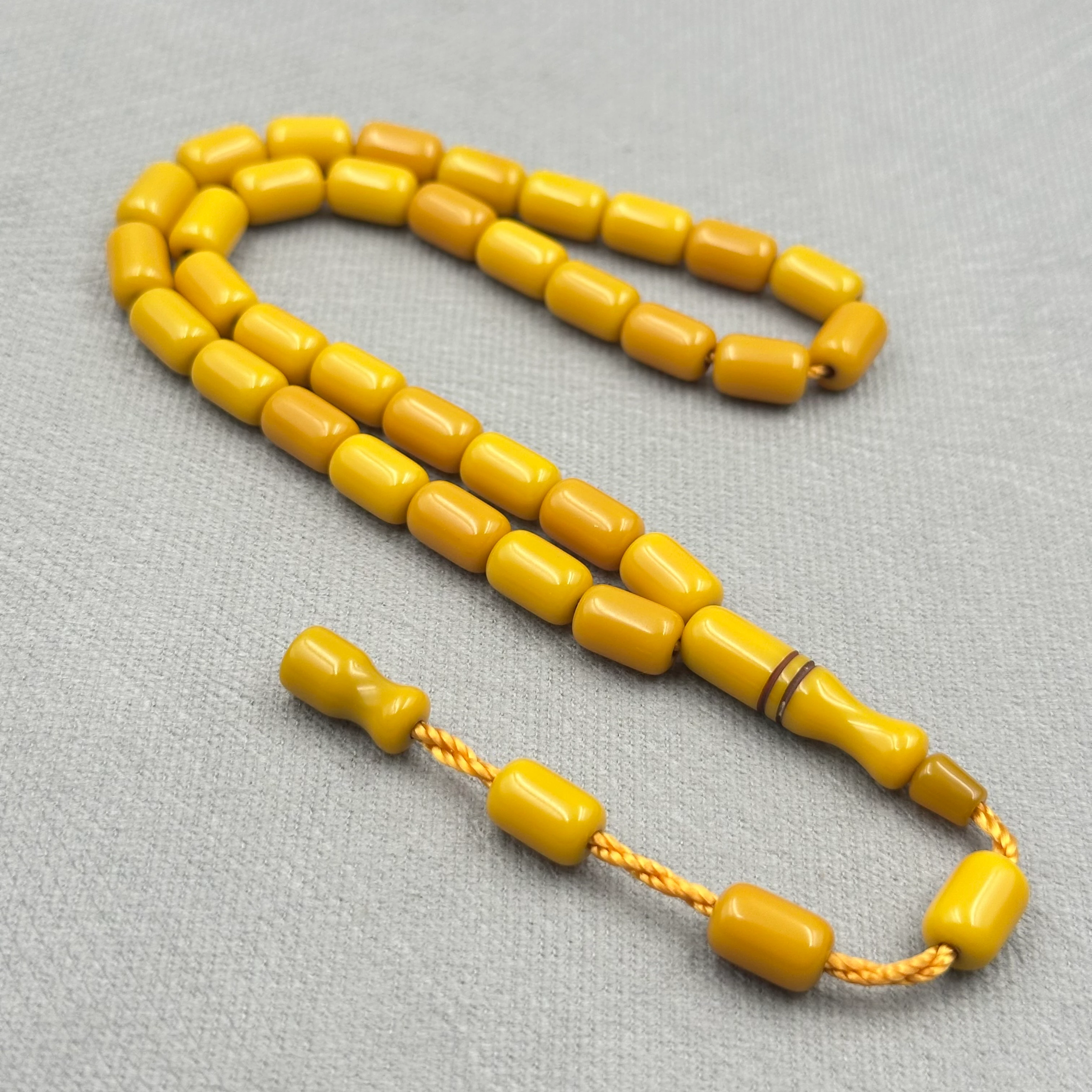 Sarı Hardal Tonlu Parlak Kapsül Kesim Sıkma Kehribar Tespih